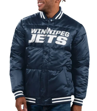 Navy Winnipeg Jets Bronx Bubble Jacket