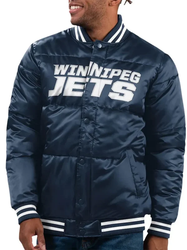 Navy Winnipeg Jets Bronx Bubble Jacket