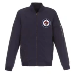 Navy Winnipeg Jets Lightweight Nylon Bomber Jacket