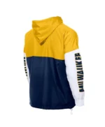 Milwaukee Brewers Color Block Navy/Gold Hoodie Windbreaker