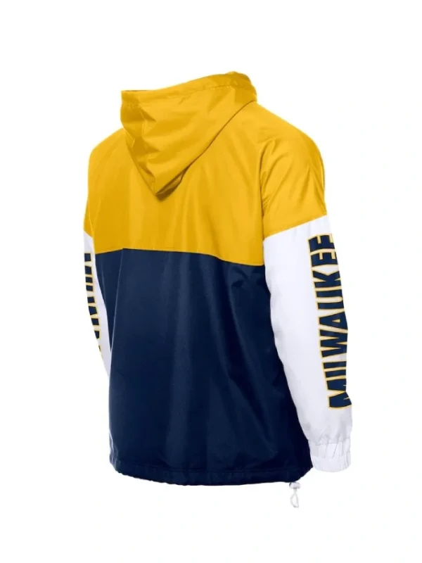 Milwaukee Brewers Color Block Navy/Gold Hoodie Windbreaker