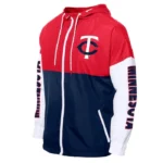 Navy/Red Minnesota Twins Color Block Windbreaker Hoodie