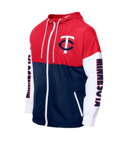 Navy/Red Minnesota Twins Color Block Windbreaker Hoodie
