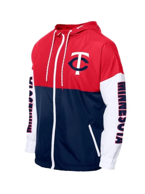 Navy/Red Minnesota Twins Color Block Windbreaker Hoodie