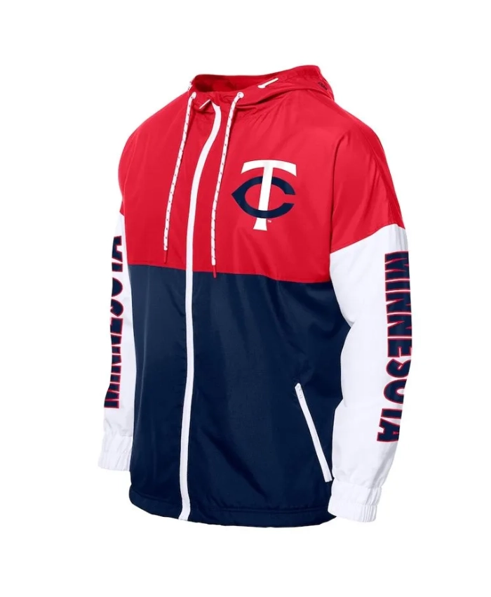 Navy/Red Minnesota Twins Color Block Windbreaker Hoodie Navy/Red Minnesota Twins Color Block Windbreaker Hoodie