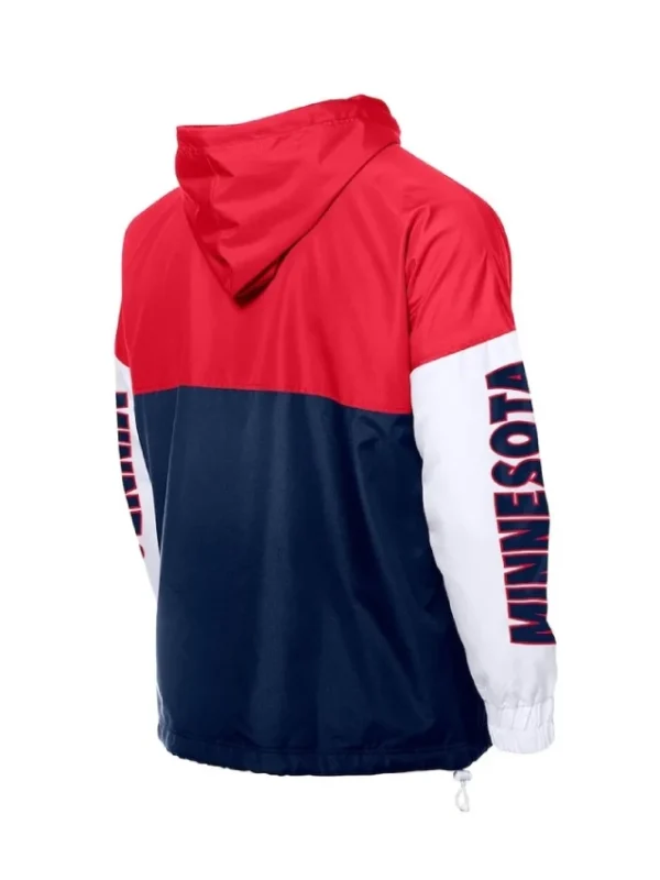 Navy/Red Minnesota Twins Color Block Windbreaker Hoodie