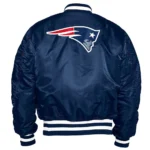 New England Patriots Blue Bomber Satin Jacket