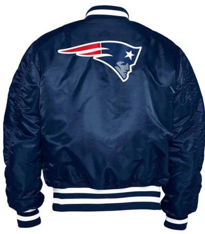 New England Patriots Blue Bomber Satin Jacket