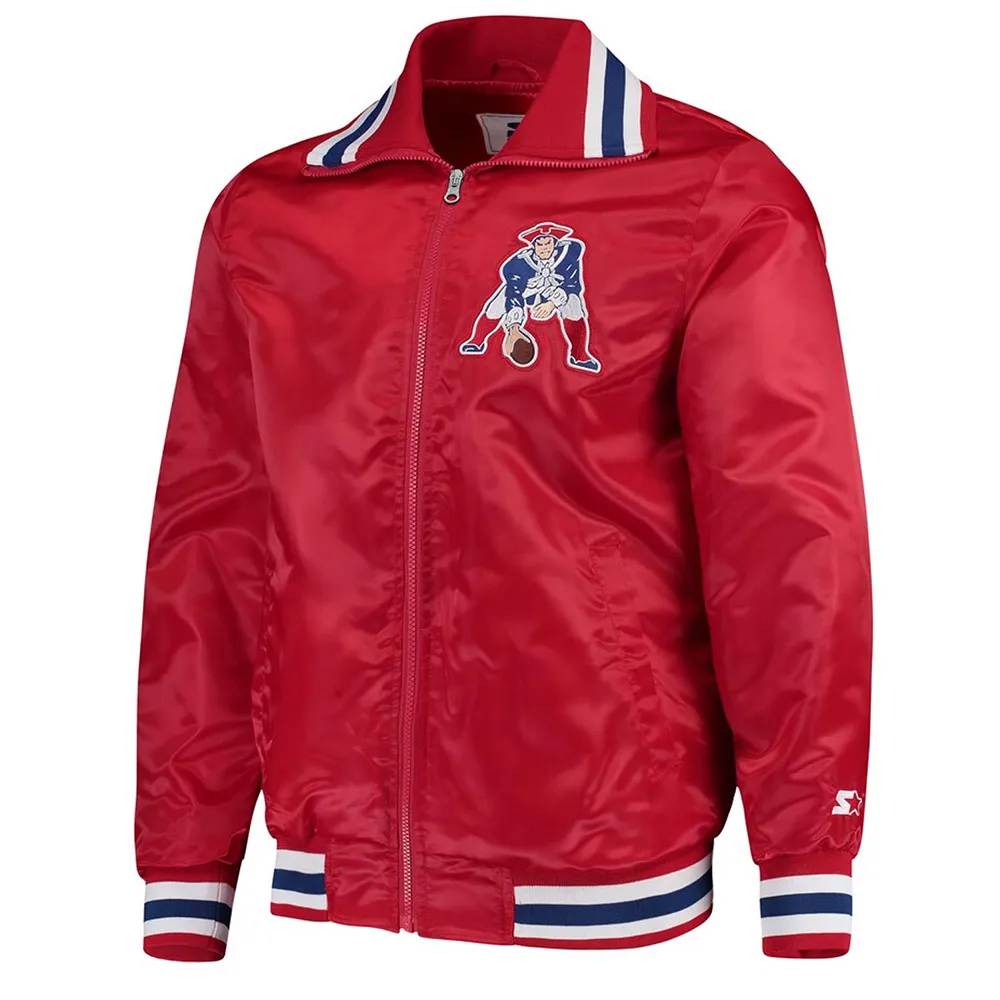New England Patriots Captain Red Varsity Satin Jacket New England Patriots Captain Red Varsity Satin Jacket