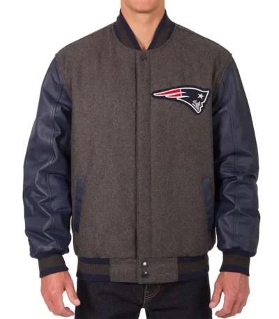 New England Patriots Charcoal and Blue Varsity Jacket