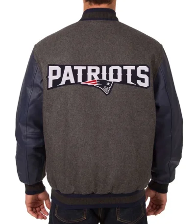 New England Patriots Charcoal and Blue Varsity Jacket