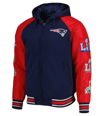 New England Patriots Defender Royal Hoodie Varsity Jacket