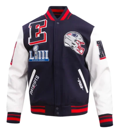 New England Patriots Mashup Rib Varsity Wool-Leather Jacket
