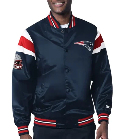 New England Patriots Midweight Navy Satin Jacket