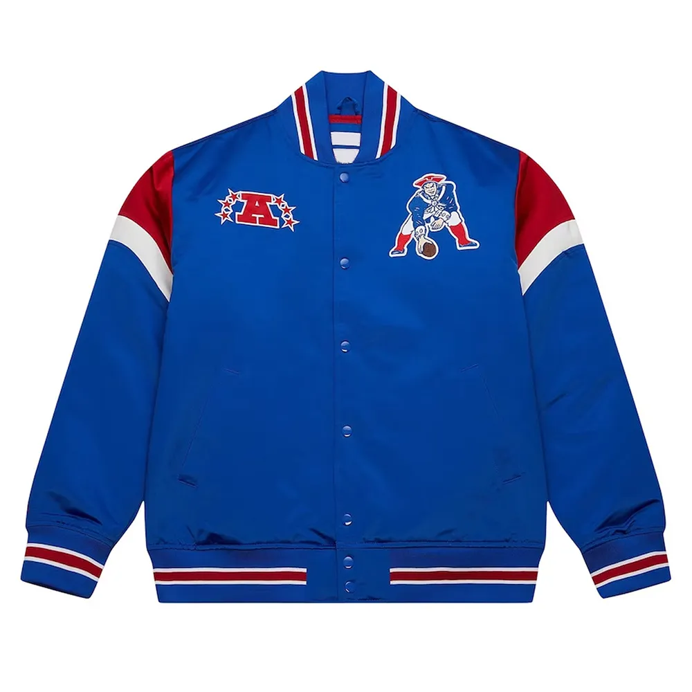 New England Patriots Midweight Royal Satin Jacket New England Patriots Midweight Royal Satin Jacket
