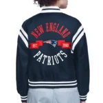 New England Patriots Printed Logo Varsity Satin Jacket