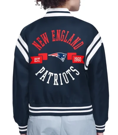 New England Patriots Printed Logo Varsity Satin Jacket