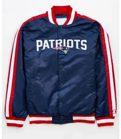 New England Patriots Satin Striped Navy Blue Jacket