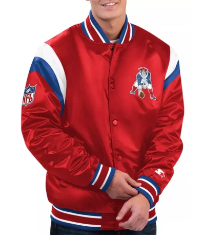 New England Patriots Shutout Throwback Red Satin Jacket
