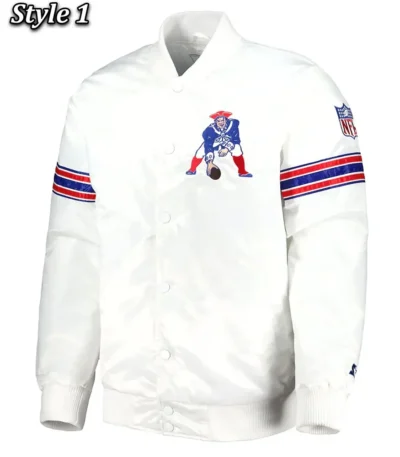 New England Patriots The Power Forward Satin White Jacket