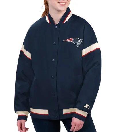 New England Patriots Tournament Navy Varsity Jacket