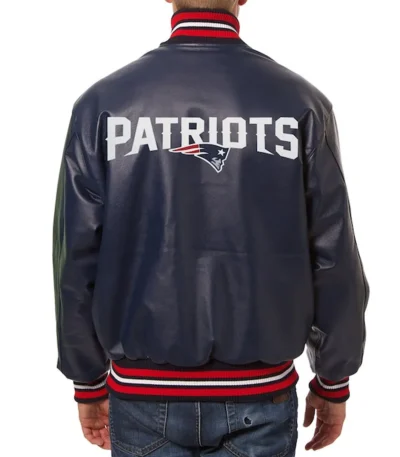 New England Patriots Varsity Navy Leather Jacket