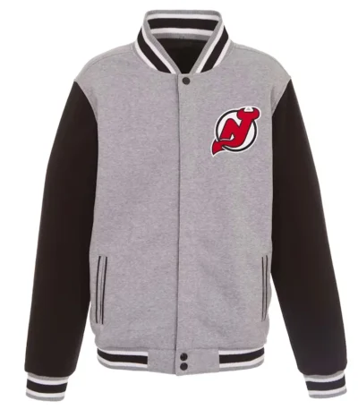 New Jersey Devils Gray and Black Varsity Wool Jacket