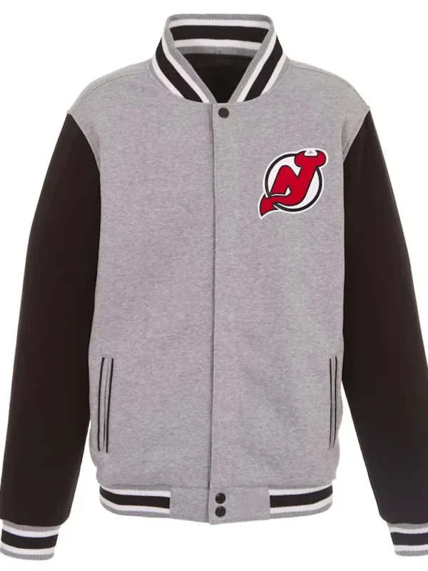 New Jersey Devils Gray and Black Varsity Wool Jacket
