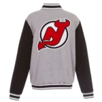 New Jersey Devils Gray and Black Varsity Wool Jacket