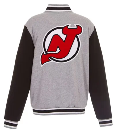 New Jersey Devils Gray and Black Varsity Wool Jacket