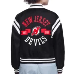 New Jersey Devils Printed Logo Varsity Satin Jacket