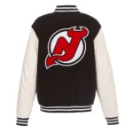 New Jersey Devils Varsity Black and White Jacket