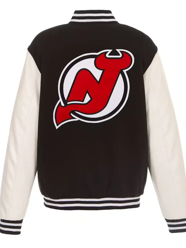 New Jersey Devils Varsity Black and White Jacket