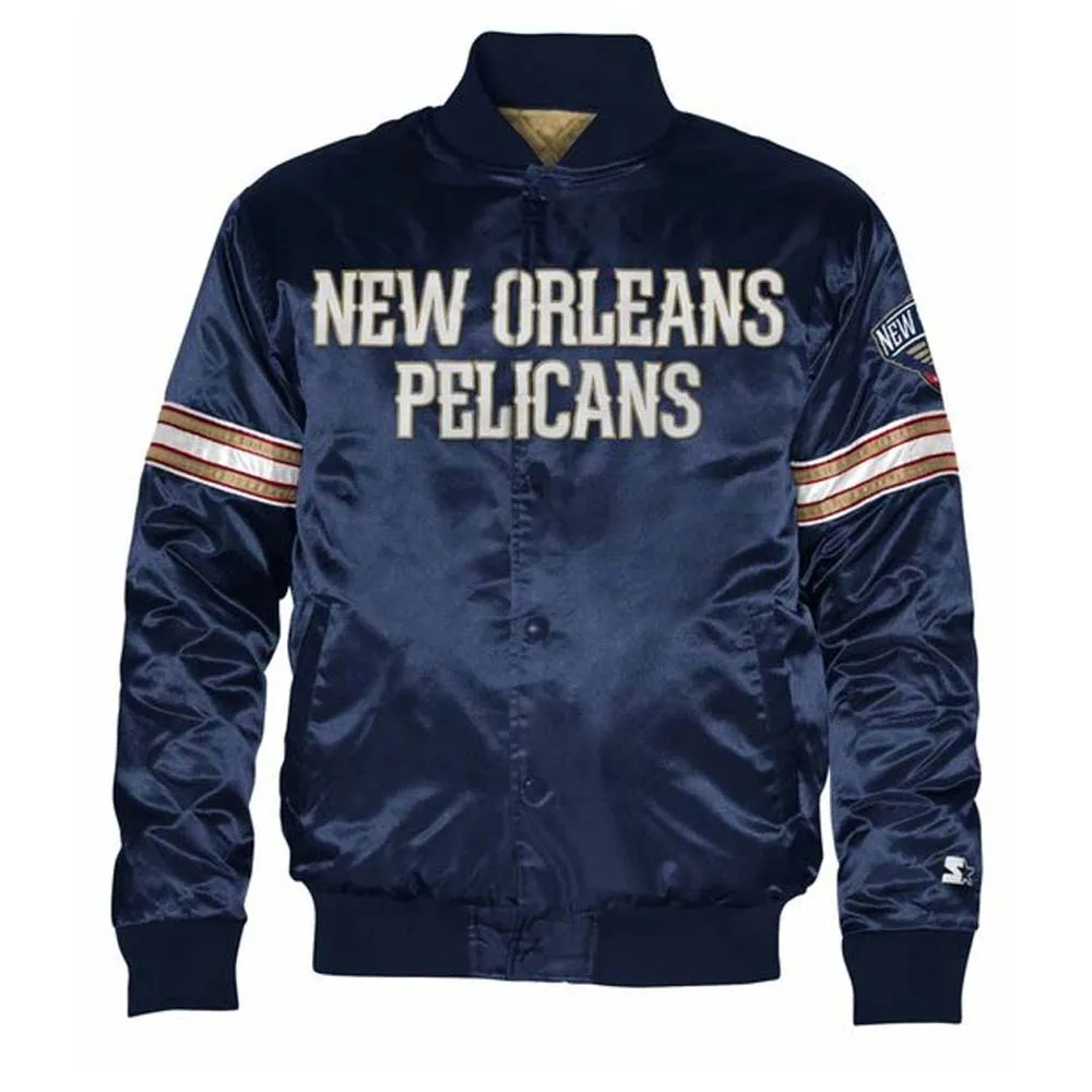 New Orleans Pelicans Blue Satin Jacket New Orleans Pelicans Blue Satin Jacket