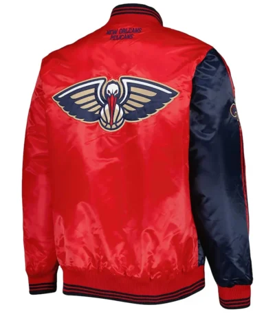 New Orleans Pelicans Fast Break Navy-Red Satin Jacket