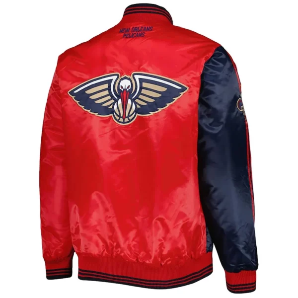 New Orleans Pelicans Fast Break Navy-Red Satin Jacket