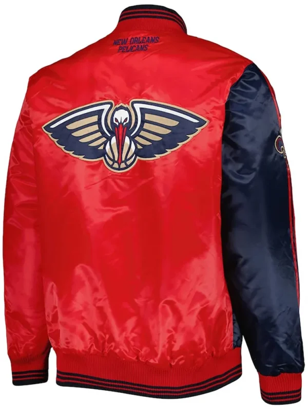 New Orleans Pelicans Fast Break Navy-Red Satin Jacket