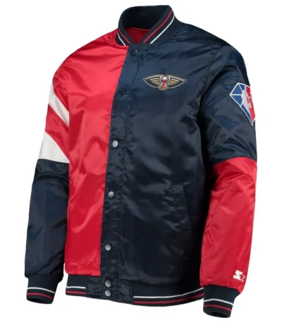 New Orleans Pelicans Leader 75th Anniversary Red-Navy Color Block Jacket