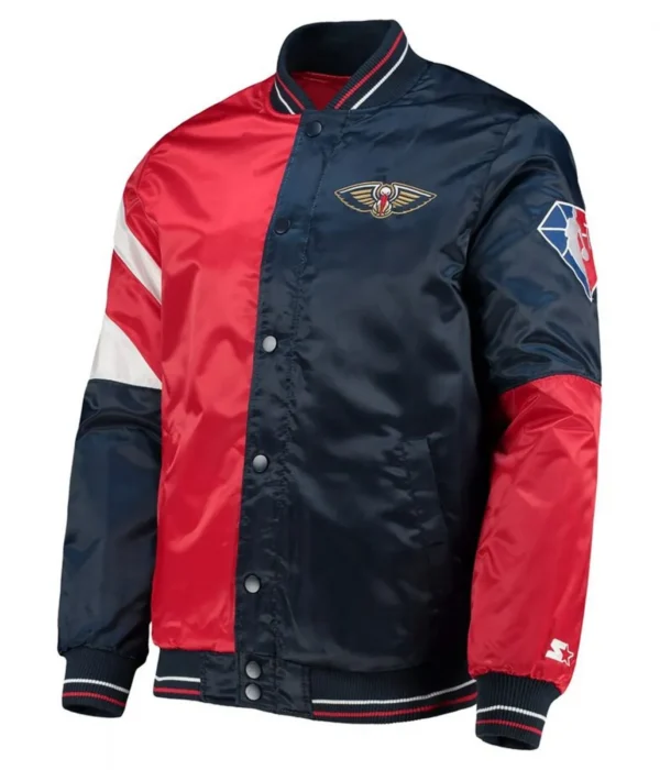 New Orleans Pelicans Leader 75th Anniversary Red-Navy Color Block Jacket