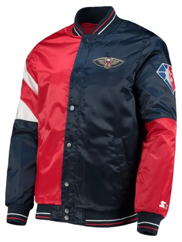 New Orleans Pelicans Leader 75th Anniversary Red-Navy Color Block Jacket