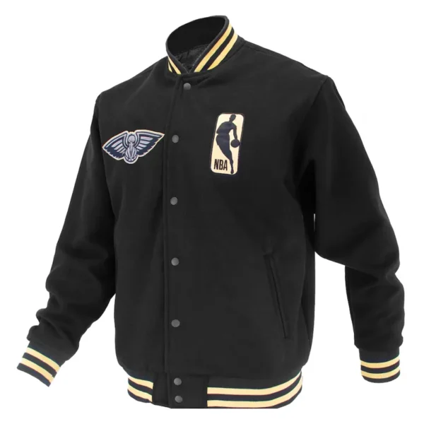 New Orleans Pelicans Logoman Shadow Black Varsity Jacket