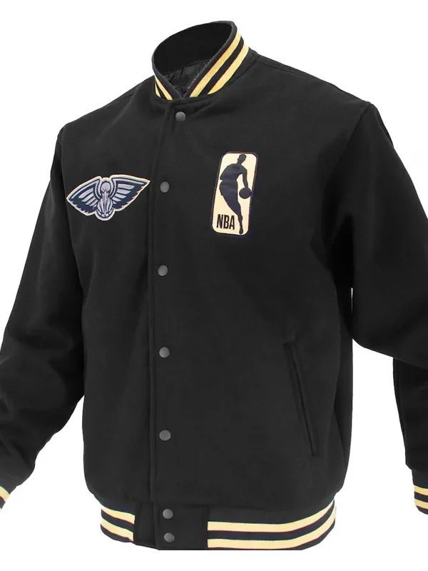 New Orleans Pelicans Logoman Shadow Black Varsity Jacket