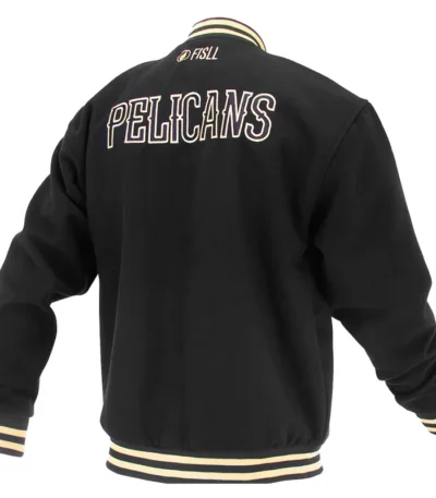 New Orleans Pelicans Logoman Shadow Black Varsity Jacket