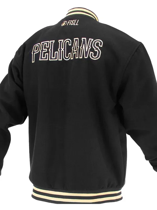 New Orleans Pelicans Logoman Shadow Black Varsity Jacket