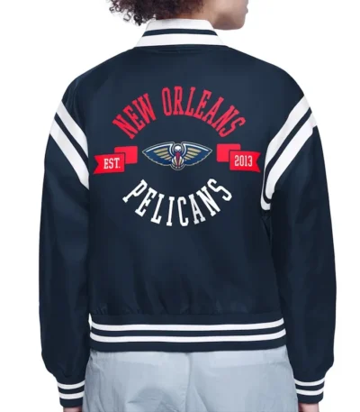 New Orleans Pelicans Printed Logo Varsity Satin Jacket