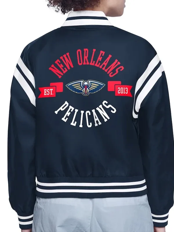New Orleans Pelicans Printed Logo Varsity Satin Jacket