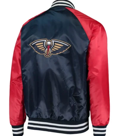 New Orleans Pelicans Starter Red and Blue Satin Jacket