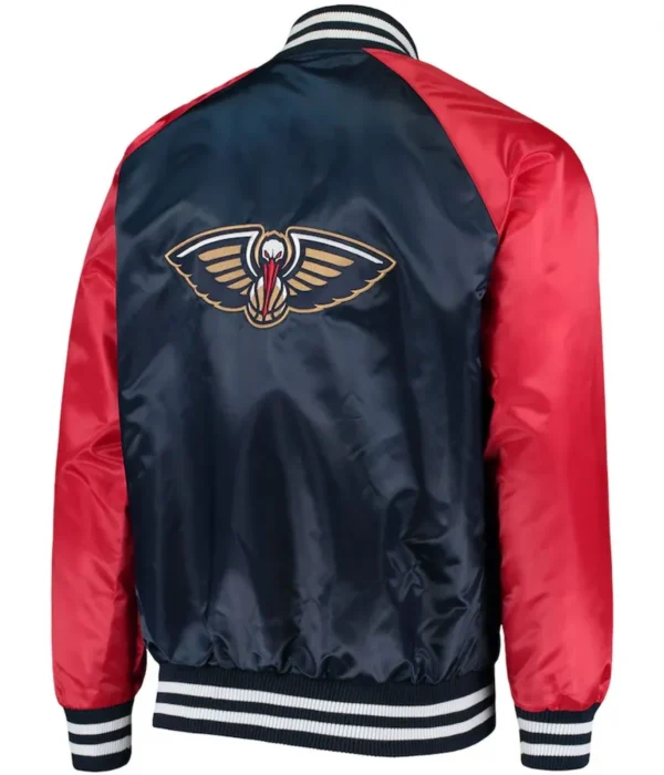 New Orleans Pelicans Starter Red and Blue Satin Jacket