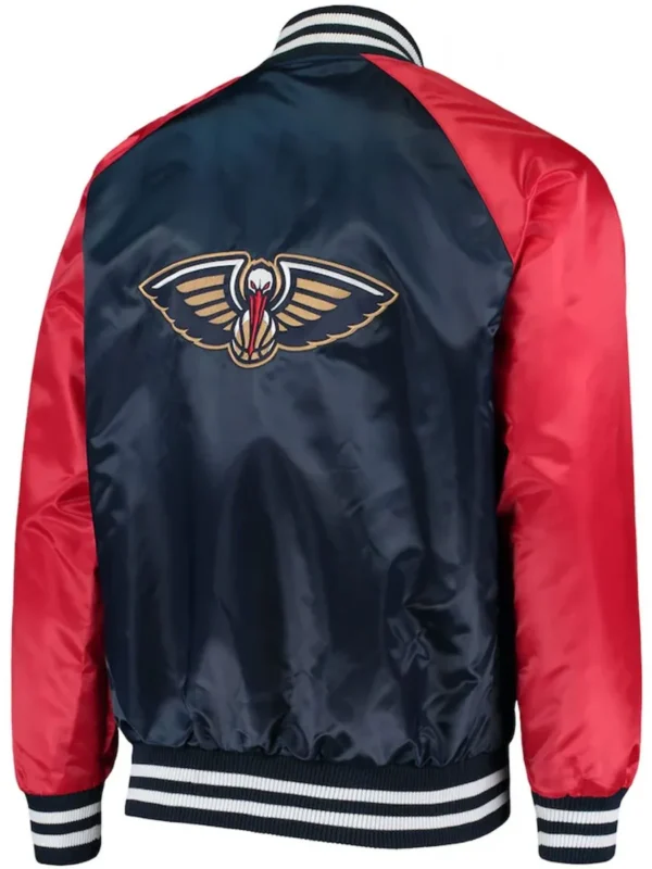 New Orleans Pelicans Starter Red and Blue Satin Jacket
