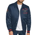 New Orleans Pelicans Stitch Applique Navy Satin Jacket